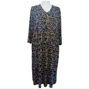 Ulla Popken Blue Beige Bubble Print A line Pocket Maxi Dress 16/18